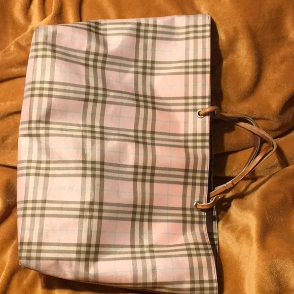 Burberry London Pink Nova Check Tote Shopper Distressed - Picture 2 of 15